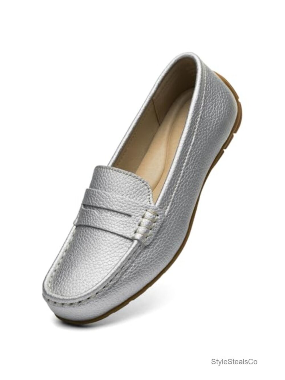 KORDAL Women's Leather Penny Loafers Slip-Ons Business Casual Work Flat